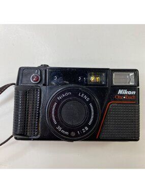 Vintage Nikon One Touch 35mm 1:2.8 Film Strip Camera Photography Neck Strap